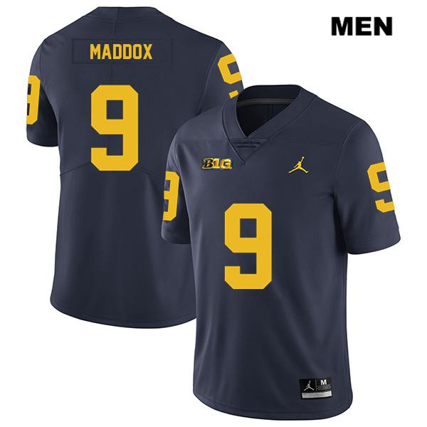 Men's NCAA Michigan Wolverines Andy Maddox #9 Navy Jordan Brand Authentic Stitched Legend Football College Jersey DG25Z11UT